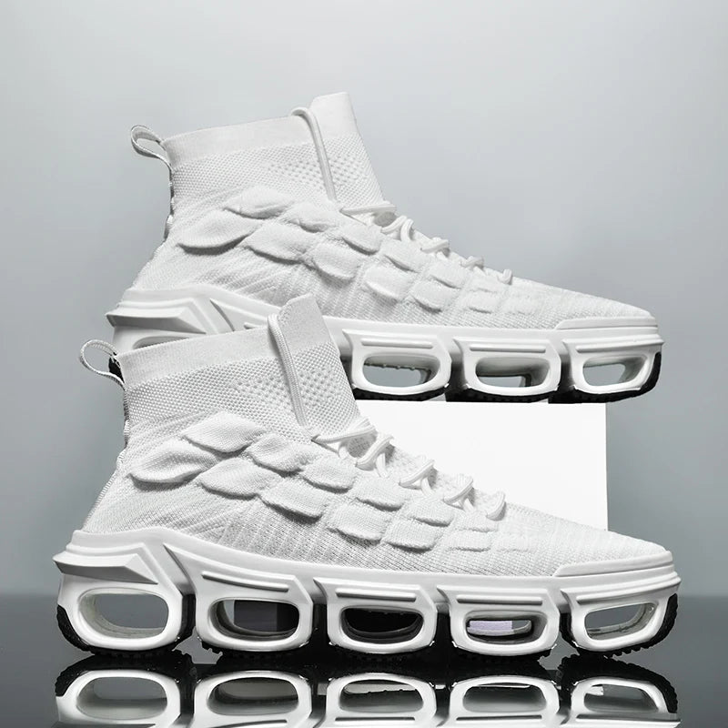 Nomad 440 High-Top Knit Sneaker in white (MODEL440WHT)